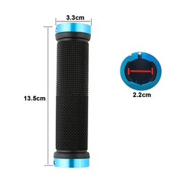 QitinDasen 2 Pairs Bike Handlebar Grips, Non-Slip Rubber Bicycle Handle Grips with Aluminum Double Lock, Bike Handle Protector for MTB BMX (Blue + Red)