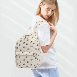 Corduroy Womens Mini Backpack Girls Small Backpack Purse Fashion Casual Daypack School Bookbag (Panda)