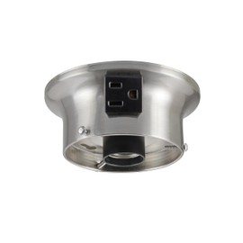 Aspen Creative 22103-09-1, Flush Mount Ceiling Fixture Shade Holder Kit with Outlet in Brushed Nickel Finish 3-5/8" Fitter, 4-3/4" Diameter x 2" Height