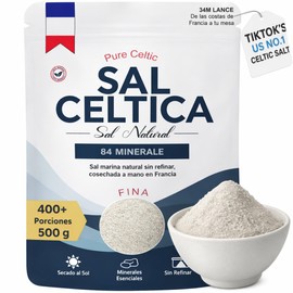 Sal Celtica | Celtic Salt | 84 Minerales | Electrolitos Naturales | Sin Refinar | Secado al Sol | 500g | 400+ Porciones
