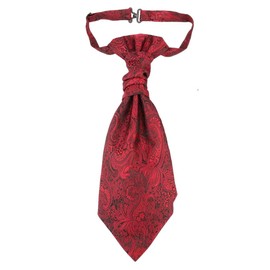 NECOTIA Brand/Tie Solid Paisley One-Touch Ascot Tie for Wedding, Graduation, Concert, Recital, Stage, Chorus, After-Party, Party, Formal, Gift, red