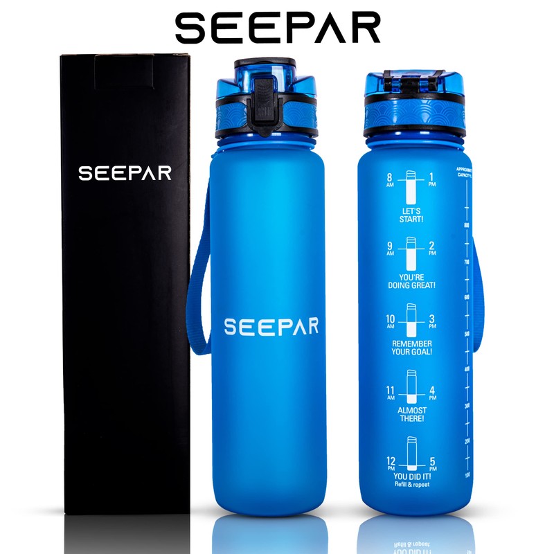 SEEPAR Water Bottle | Leak-Proof Drink Bottle with Time Markings