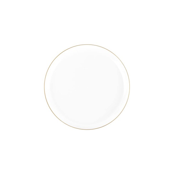 EcoQuality 6.3" inch Round White Plastic Plates with Gold Rim