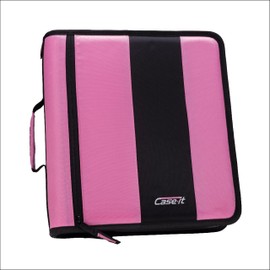Case-it Classic Zipper Binder, 2" O-Ring with mesh Pockets and Shoulder Strap and Handle, 350 Page Capacity, D-251 Light Pink