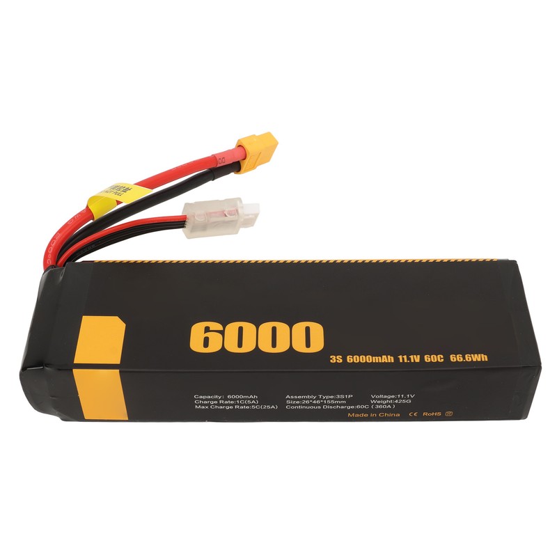 3S Lipo Battery 60C 11.1V 6000mah Impact Resistant Long Life
