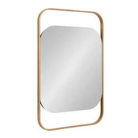 Kate and Laurel Kellom Modern Metal Wall Mirror, 20 x 30, Gold, Decorative Mirror for Wall Decor with Floating Suspended Glass in Rounded Rectangle Frame