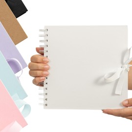 Square Kraft Paper Scrapbook Photo Album Book Spiral Bound Bow 12x12 Inch