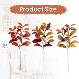 3 pcs Artificial Magnolia Leaves, Fake Magnolia Leaf Branches for Autumn Decorations, Faux Magnolia Bundles with Long Stems for Thanksgiving, Festival, Wedding, Maple Leaves Home Decor, DIY, Party