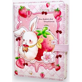 Cute Kawaii Journal Notebook, Bunny Journal, Bunny Journal for Girls, Kawaii Journal, Cute Journal for Girls, Bunny Journal Notebook, Soft PU Leather Cover, 6.6 x 4.9 inch (16.8 x12.4 cm), A5 (Bunny)