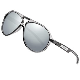 ATTCL Men's Pilot Polarized Sunglasses for Men Driving UV Protection Clear-grey+silver 552