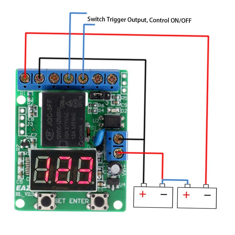 DC 12V Voltage Detection Charging Discharge Monitor Test Relay Switch