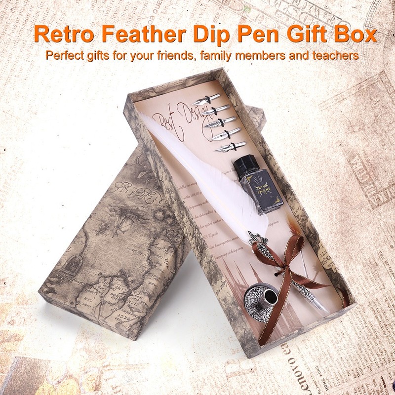 Classical Retro Fountain Pen Feather Dip Pen Writing Pen Gift