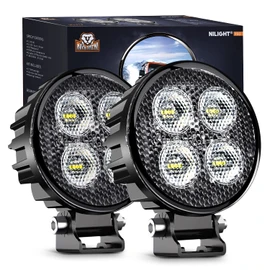 Nilight 2PCS 3Inch Led Pods Round 1500LM Built-in EMC Work Light 90° Flood Beam Angle for Offroad Lights Side Light Rear Back-Up Light for Tractor Truck Motorcycle Boat ATV UTV