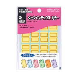 Kokuyo Tack Index Colors, Assorted Colors, Small 0.7 x 1.0 inches (18 x 25 mm), 96 Pieces, 6 Color Mix, Ta-40