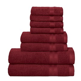 Boutiquo 8 Piece Towel Set 100% Ringspun Cotton, 2 Bath Towels 27X54, 2 Hand Towels 16X28 and 4 Washcloths 13X13 - Ultra Soft Highly Absorbent Machine Washable Hotel Spa Quality - Burgundy