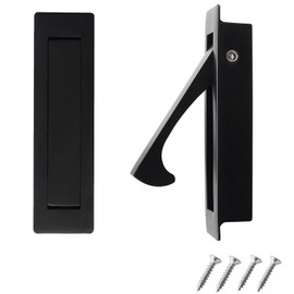 HOWDIA 80mm Pocket Door Pull Handle Flush Mount, Brushed Stainless Steel Round Edge Finger Pull Hidden Door Hardware for Closet Sliding Doors, 1PC (Black)