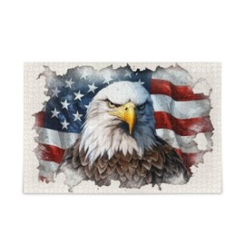 July 4th American Flag Eagle Jigsaw Puzzles 500 Pieces for Adults,Learning Educational Puzzles,Difficult and Challenge Families Toys with Mesh Storage Bag 2010644