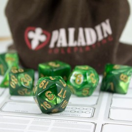 Green Pearl RPG Dice - Full Polyhedral Set - 'Moss'
