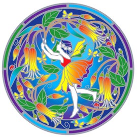 Bush Flower Fairy Mandala - Translucent, Double Sided Window Sticker/Decal (5.25")