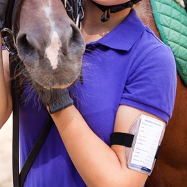 Harrison Howard 1PC Equestrian Medical Update Armband Card Holster Arm Badge Holder with Black Adjustable Strap Black