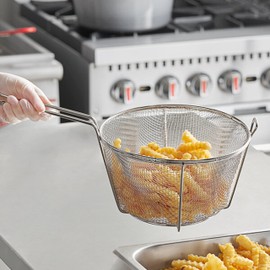 TrueCraftware-9-1/2” x 5" Heavy Duty Round Fry Basket Nickel Plated Iron- Deep Fry Basket Frying Multifunctional Fryer Round Food Strainer for Restaurant Kitchen Frying Chips Fish Sausages