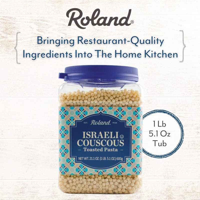 Roland Foods Traditional Israeli Toasted Couscous Pasta, 21.1 Ounce Jar,