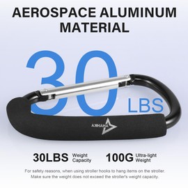 YHYHKY Stroller Hook, 6.3" Large Carabiner Clip for Diaper Bags, Groceries, and Purse, Mommy Hook Stroller Accessory for Mom, Universal Fit for Most Stroller Handles