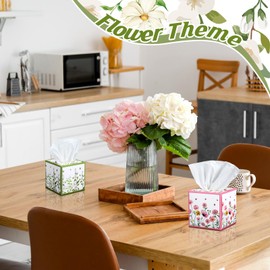 Fourluoo 12 Pack Fall Floral Facial Tissues Cube Boxes 600 Sheets 3 Ply Small Square Wildflowers Face Tissues Bulk for Autumn Car Bedroom Supplies