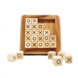 BSIRI PushingMe Wooden Tic Tac Toe - Tabletop Board Games for Farmhouse Decor and Unique Gifts for Kids, Fun Gifts for Adults Family Games