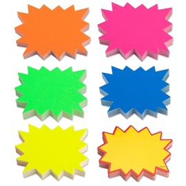 Bamyli 300 Pcs Starburst Signs Fluorescent Price Signs,Price Tags, Retail Store Price Label Garage Sale Supplies Tags for Retail Sales Pricing,6 Colors, 9 x 7 cm