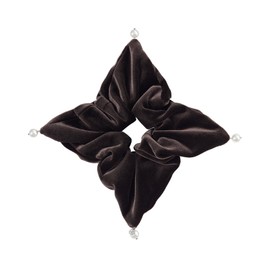 EVITA PERONI Hair Scrunchies, Velvet Hair Scrunchies with Pearls, Hair Ties Ponytail Holders, Soft Scrunchy Bands for Women Girls Mothers Day (Deep Brown)