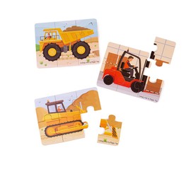 Bigjigs Toys Big Movers Puzzles Set - Wooden Jigsaw