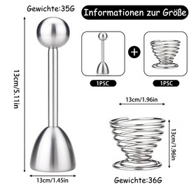 Egg Topper, Egg Opener Stainless Steel with Egg Cup, Egg Cutter Egg Cutter Egg Cutter for Soft, Egg Opener with Ball, Open Boiled Raw Egg Tool, Time-Saving Egg Cutter