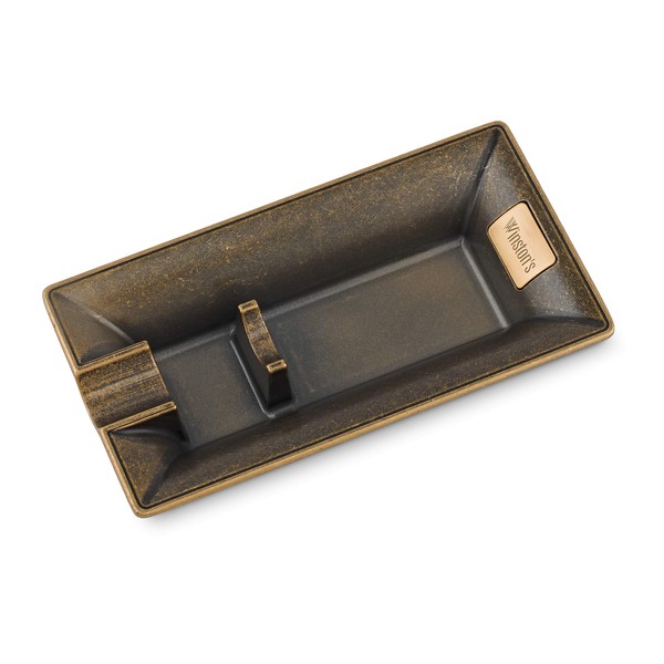 Winston's the Churchill Antique Bronze Cigar Ashtray, Durable with Cigar Holder