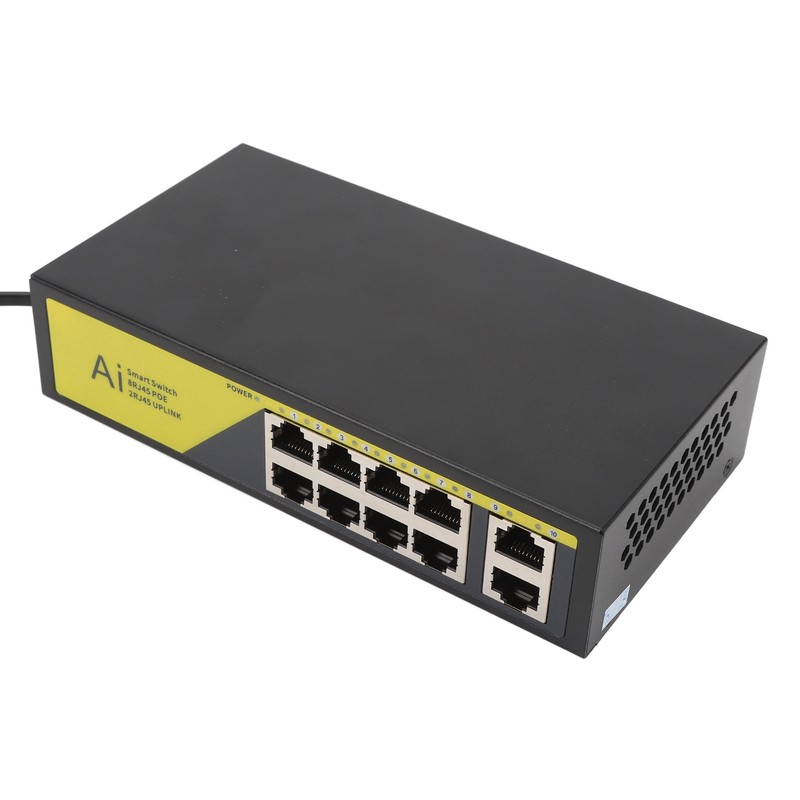 AI POE Switch 8 POE Ports and 2 Uplink 100Mbps