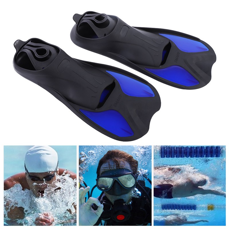 Men Women Swim Foot Fins Swimming Diving Open Heel Adjustable