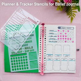 Journal Stencils, 24PCS 7x5 Planner Stencils for Crafts Reusable, Layout & Tracker Patterns, for Daily Planner, Weekly Schedule, Habit Tracker, Study Notes, Meeting Minutes & Personal Diary
