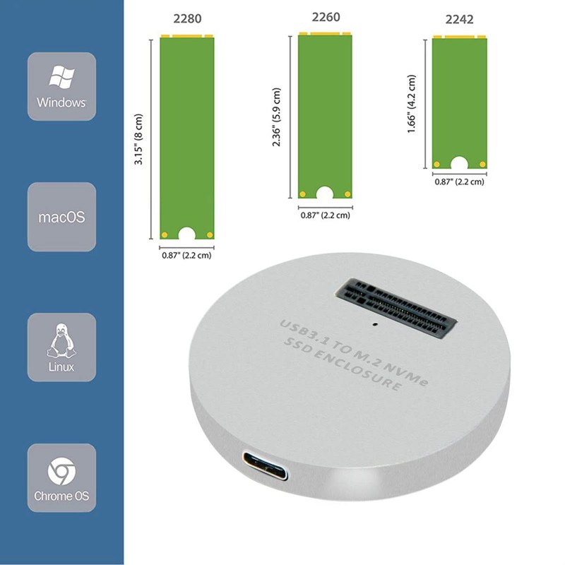 Cablecc USB 3.1 USB-C to NVME M-Key M.2 NGFF SSD