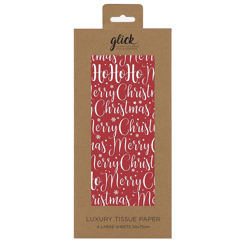 Merry Christmas Red White Script Christmas Glick Tissue Wrap Wrapping
