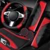 NBTEPEM 6 Pcs Red Car Accessories Set, Sport Leather Steering