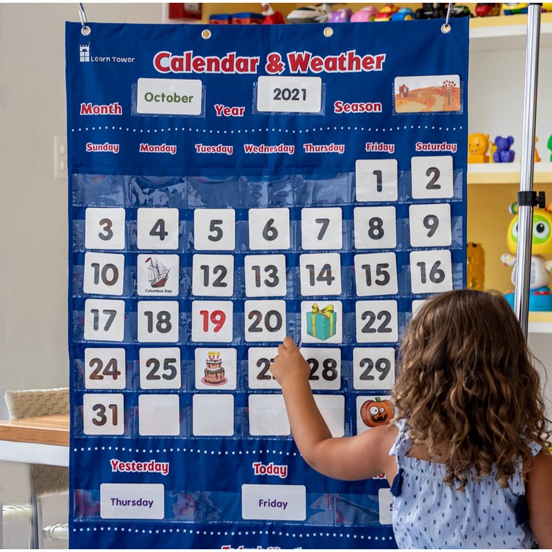 Calendar and Weather Pocket Chart for Kids Learning from Home