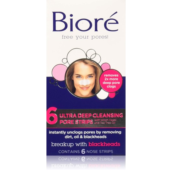 Biore Deep Cleansing Pore Ultra Deep, 6 Nose Strips, Pack of 3 (Packaging may vary)