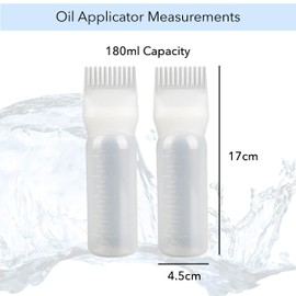 unel Hair Oil Applicator Bottles (2 PCS), Root Comb Applicators, Easy to Use for Hair Dyes & Oils (Clear)