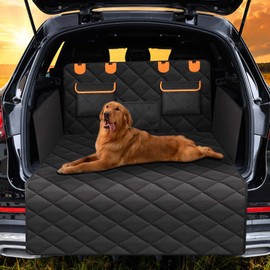 EasyHaWei 4-in-1 SUV Cargo Liner for Dogs, Non-Slip Water Resistant Pet Trunk Mat with Side Flaps Protector & Back Seat Organizer, Dog Backseat Cover for SUVs Vans