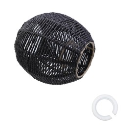 Wealrit Woven Rattan Pendant Lamp Shade Chandelier Lampshade 5.9" x 5.5" Light Fixture Shade for Home Decoration(Black)