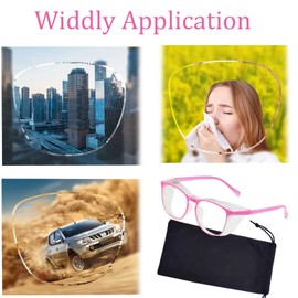 UZUIBANG Safety Glasses for Women, Anti Fog Safety Goggles Comfortable Blue Light Blocking UV Protective for Adult Nurse Pink