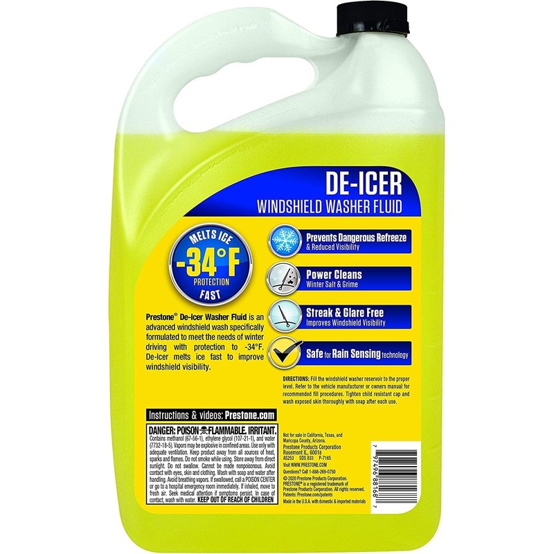 Prestone AS253 De-Icer Windshield Washer Fluid, Freeze Protection 1 Gallon
