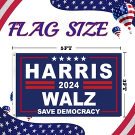 Kamala Harris Waltz 2024 Flag 3x5 Ft Kamala Harris For President Flags,Save Democracy Flag harris Yard Sign for Garden Lawn Camping Home Room Décor Indoor Outdoor,with 2 Brass Grommets