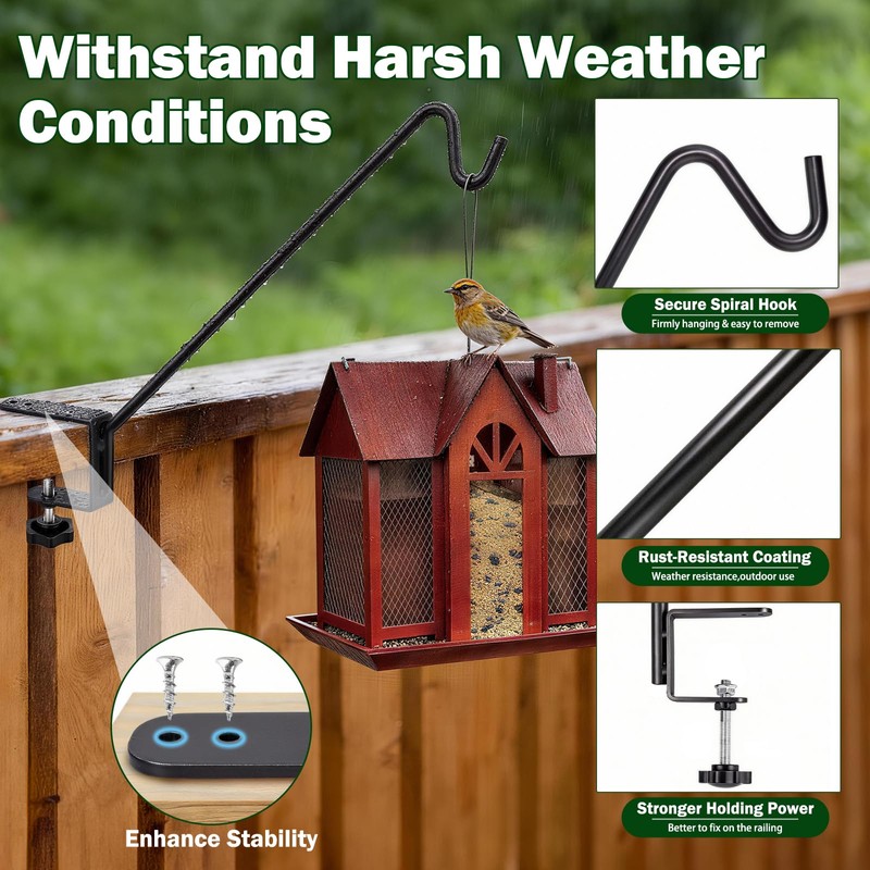 GESTONE 11 Inch Deck Railing Plant Hanger,2 Pack Deck Hooks
