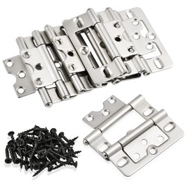 Worldity Non Mortise Door Hinges,Rustproof Non Mortise Hinges 3 Inch, Quiet Smooth Heavy Duty Bifold Door Hings with Mounting Screws for Furniture Window Wardrobe Door(10Pcs)